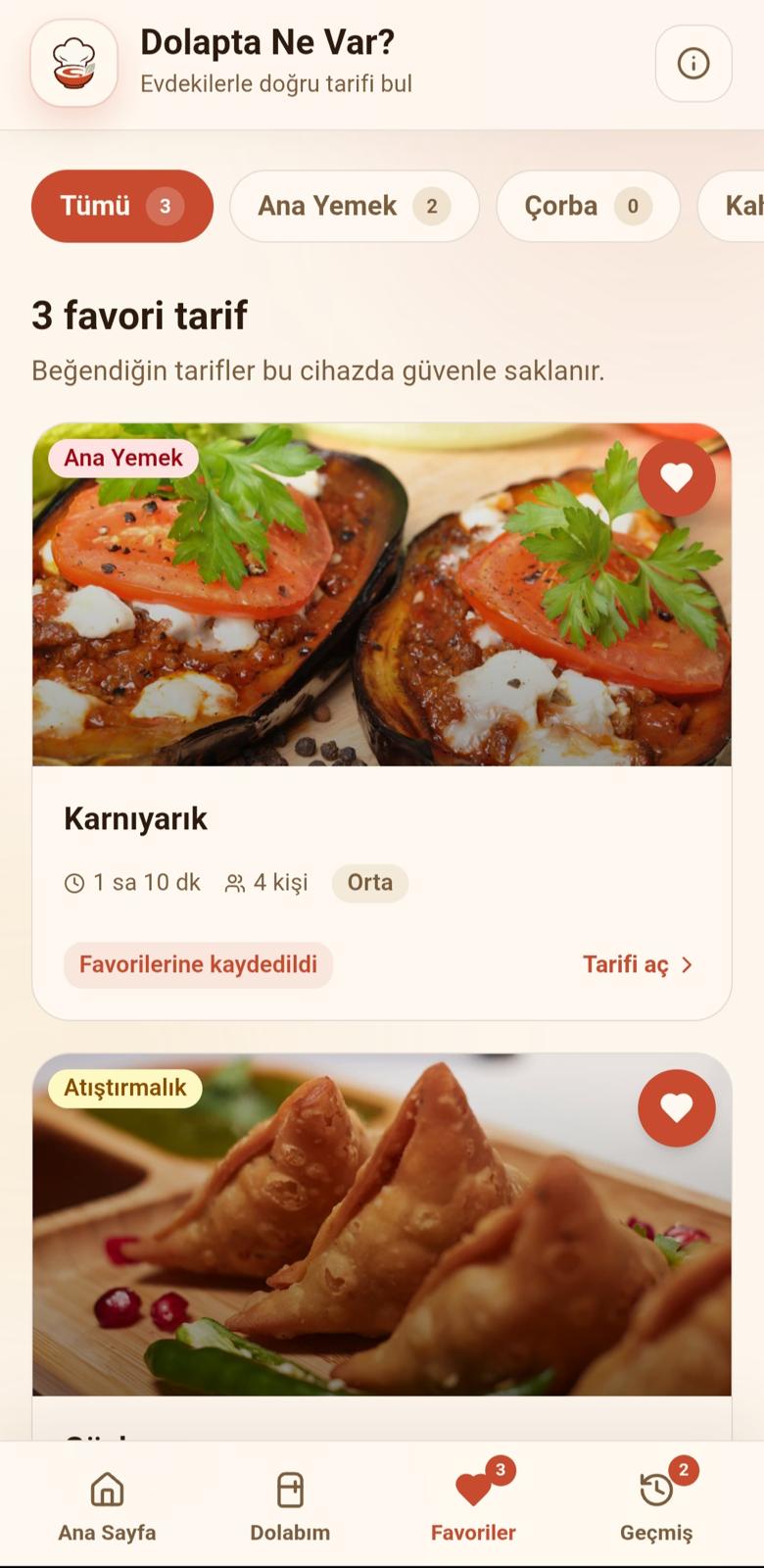 Dolapta Ne Var Android application by Furkan Yalçın