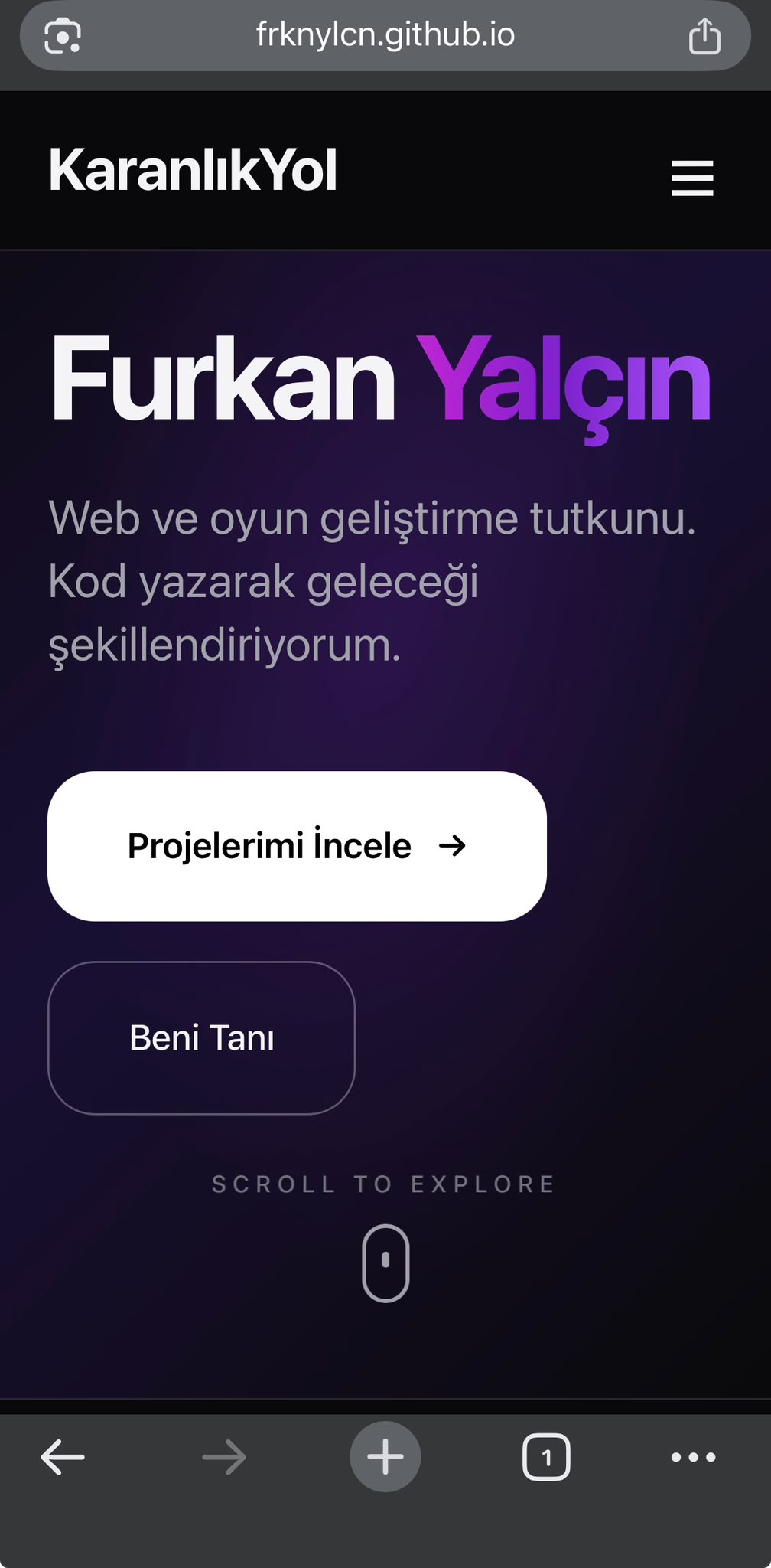 Personal portfolio website of Furkan Yalçın